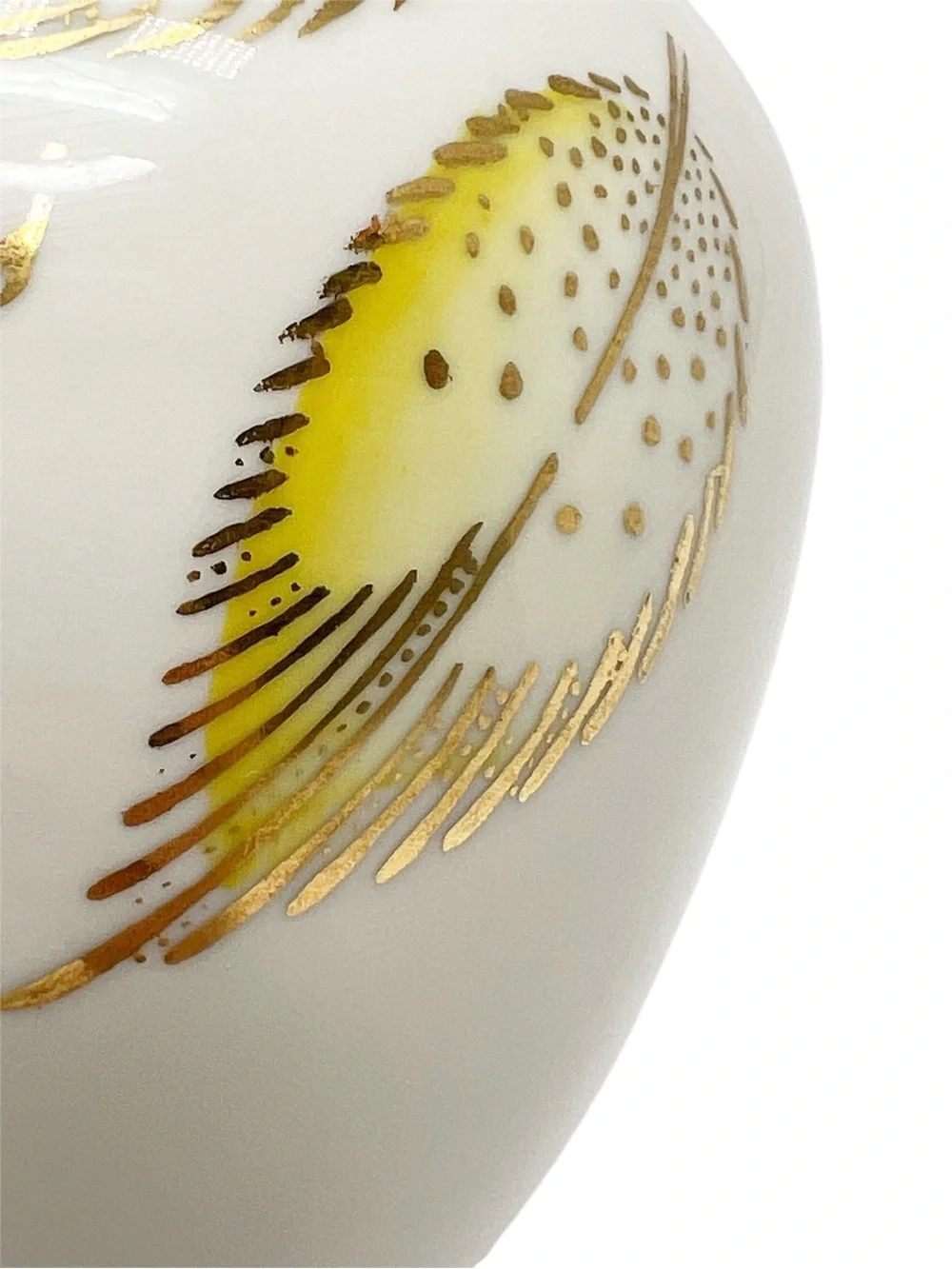 Vintage Midcentury Modern Porcelain Vase by Schwarzenhammer Feathers Cream Gold